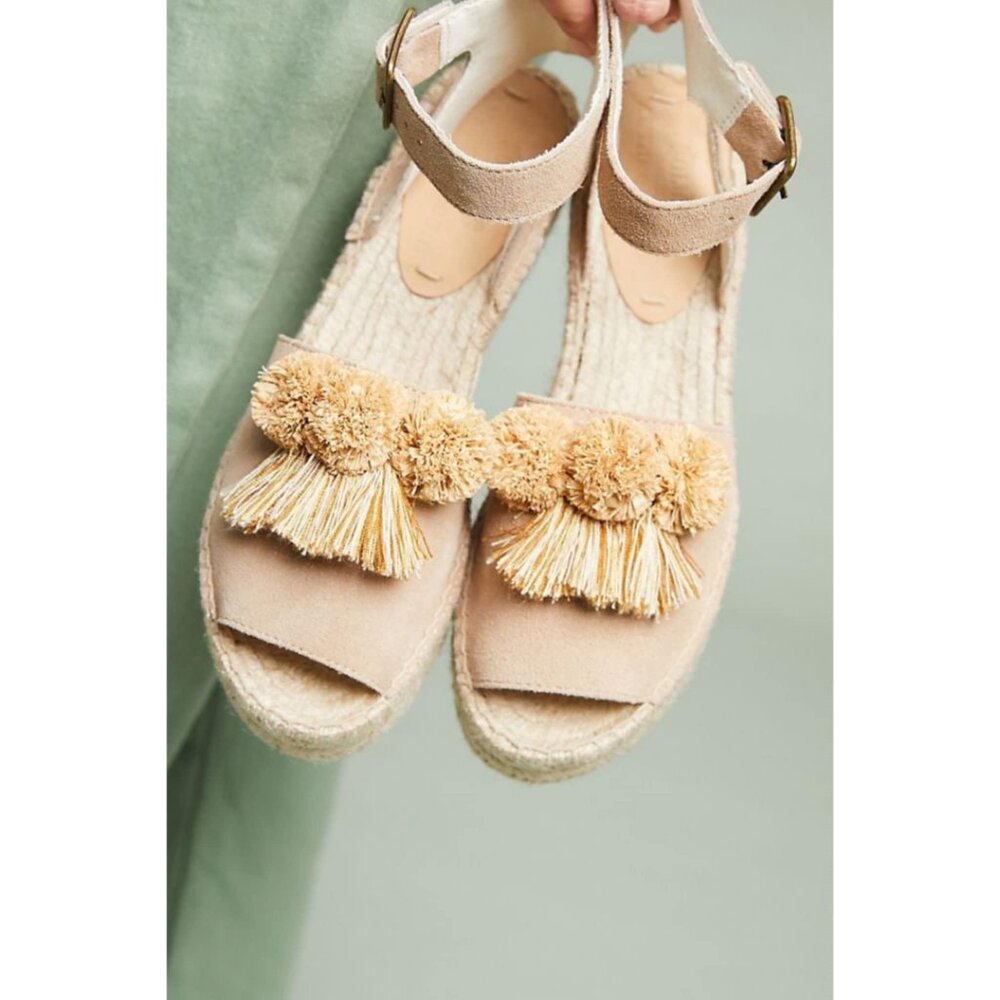 Soludos  X Anthropologie Panarea MidWedge Sandal :: Sz 8.5 / 39 :: Blush